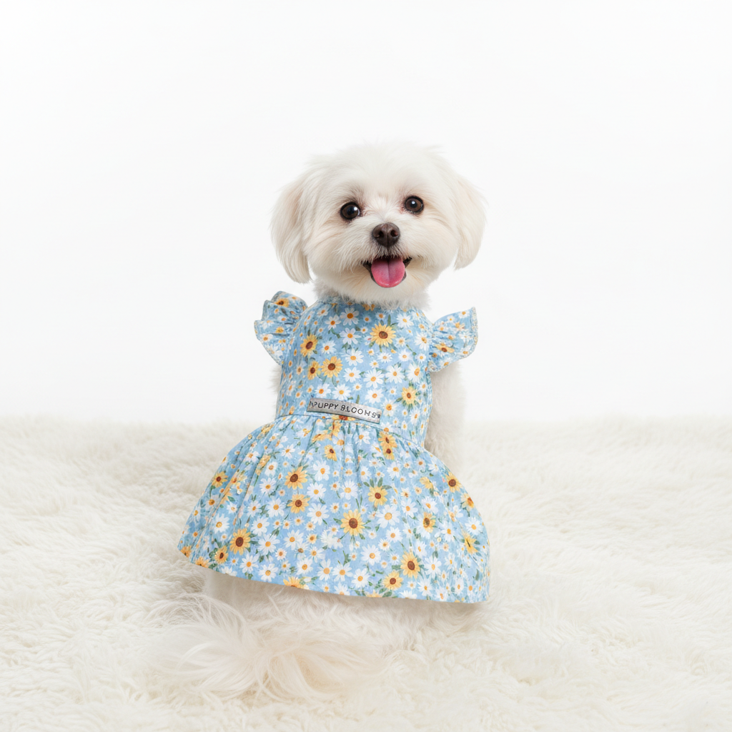 Dog in Floral Dress