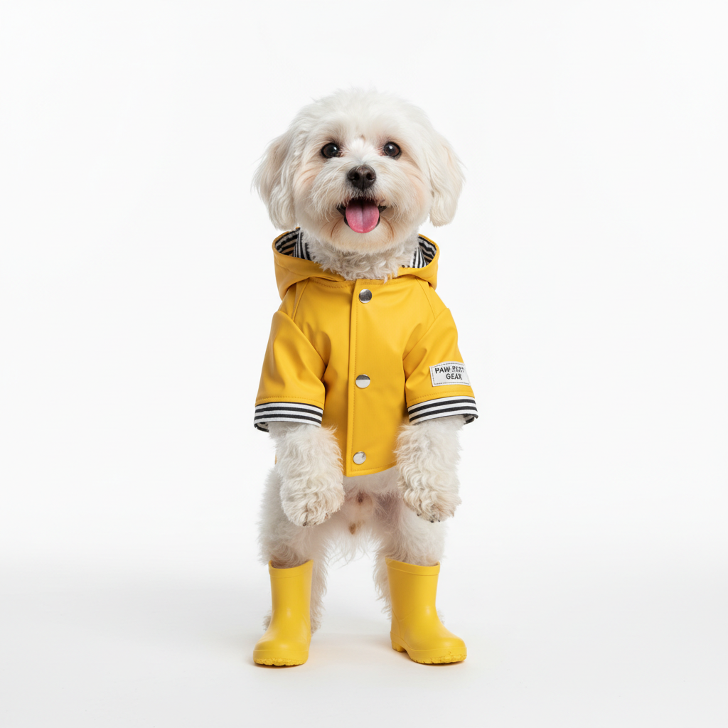 Dog in Raincoat